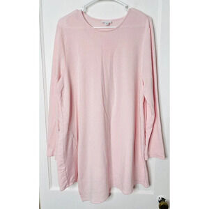 Pure Jill Luxe Tencel Womens Asymmetrical Shirt XL Pink Side Slit Long Sleeve